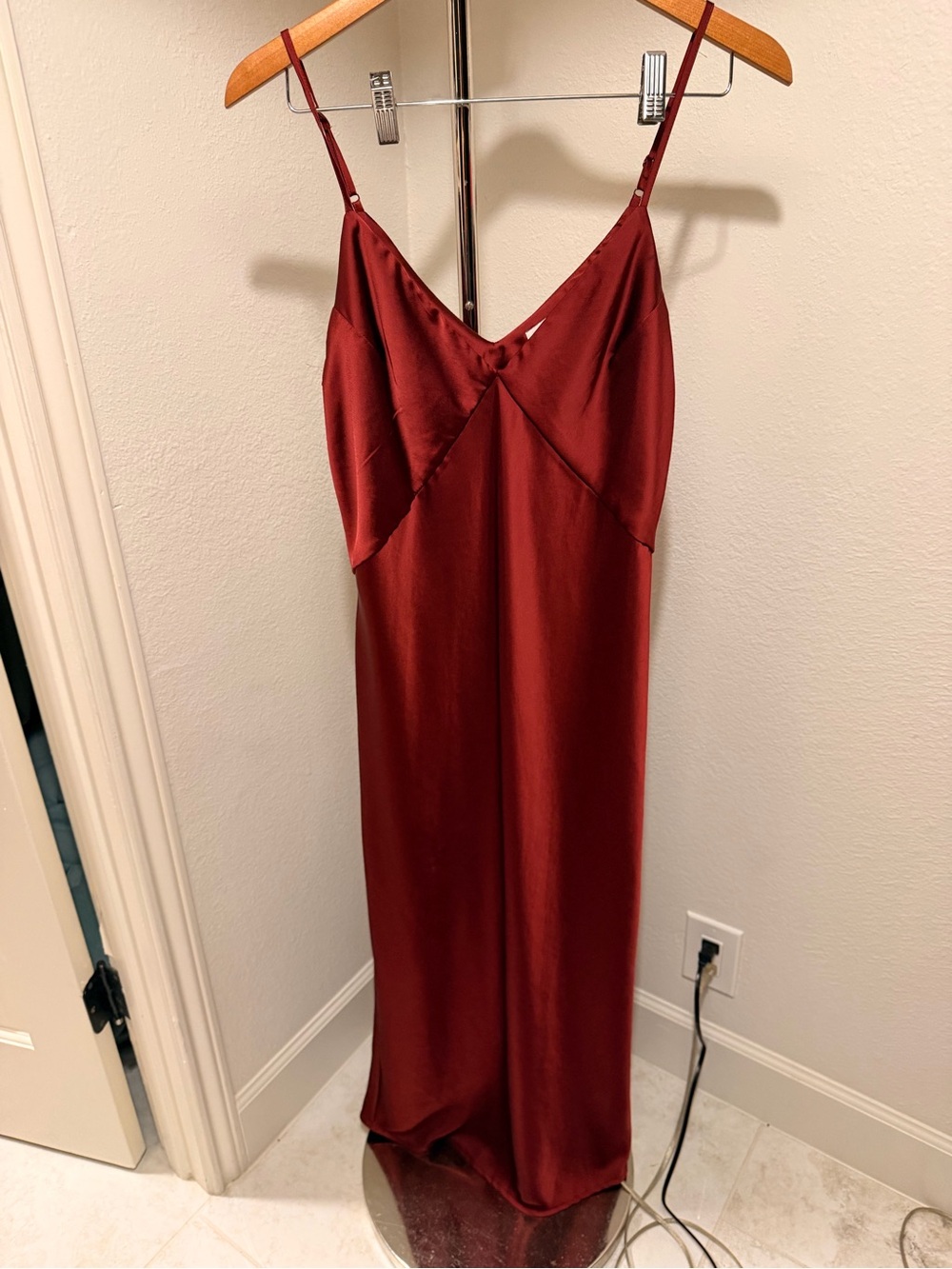 a new day Satin Slip Maxi Dress in Burgundy